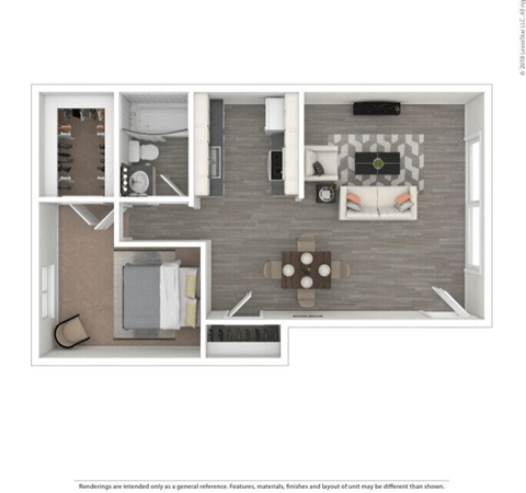 Renton Sage 1 bedroom 3D floor plan